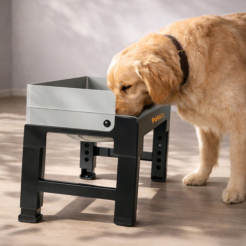 Elevated Dog Bowls Adjustable 6 Height Large Raised Feeder with Bowls - Black and Grey - Rivercity House & Home Co. (ABN 18 642 972 209) - Affordable Modern Furniture Australia