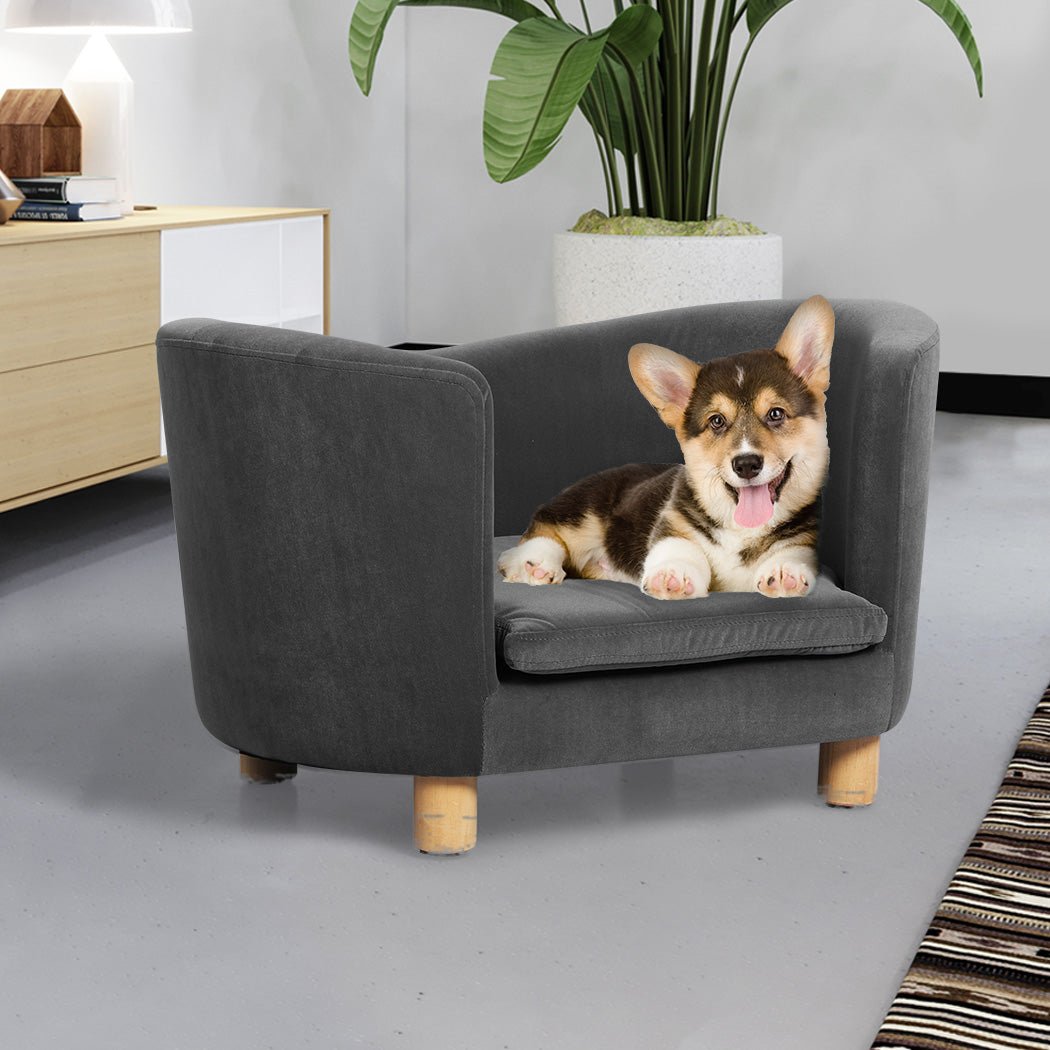 Elevated Luxury Pet Sofa with Anti - Slip Feet - Grey - Rivercity House & Home Co. (ABN 18 642 972 209) - Affordable Modern Furniture Australia