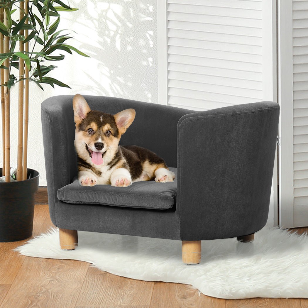 Elevated Luxury Pet Sofa with Anti - Slip Feet - Grey - Rivercity House & Home Co. (ABN 18 642 972 209) - Affordable Modern Furniture Australia