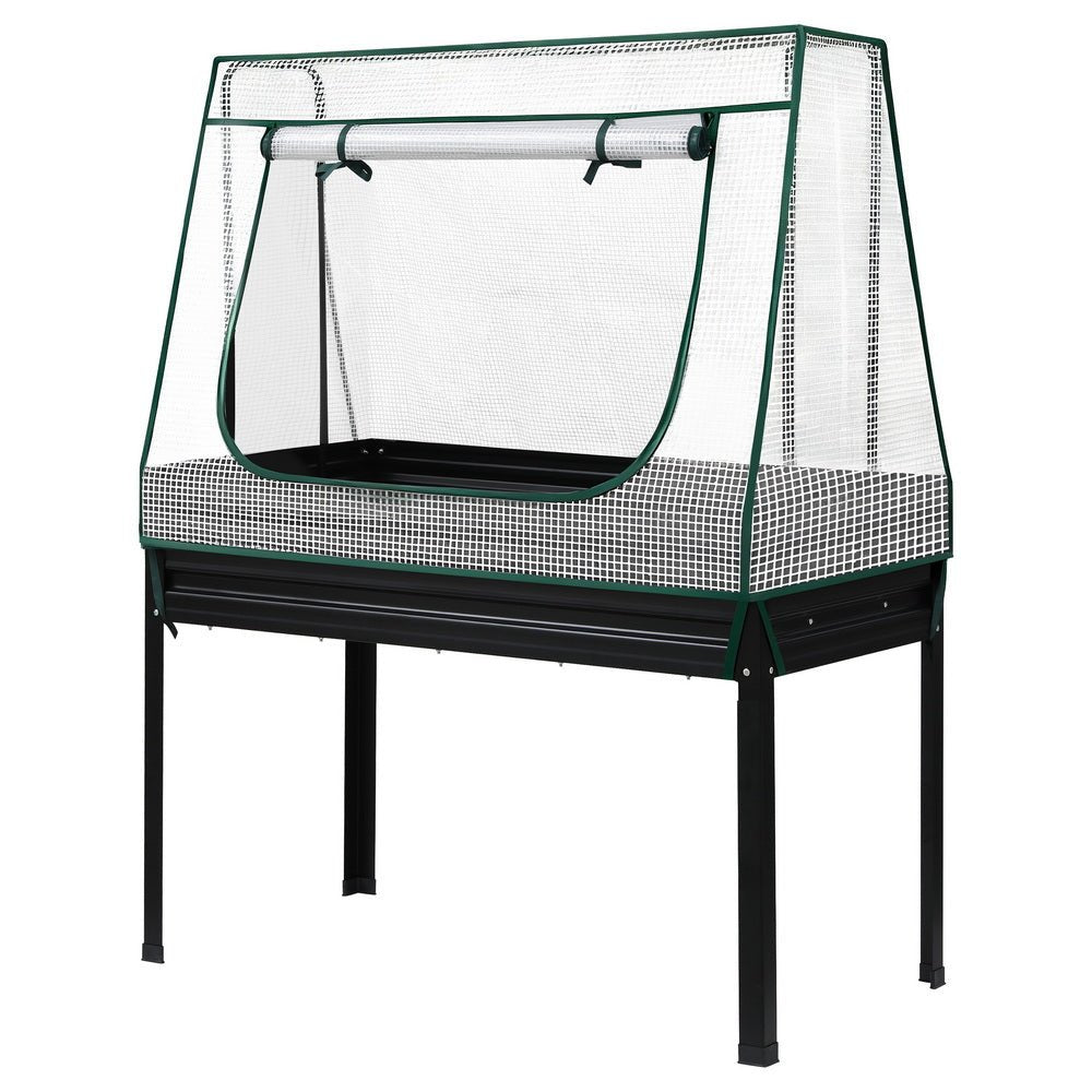 Elevated Metal Garden Bed Kit w Mini Greenhouse Cover 116x60cm Stand - Up Height Trellis - Home & Garden > Garden Beds > Garden Beds & Planters - Rivercity House & Home Co. (ABN 18 642 972 209) - Affordable Modern Furniture Australia