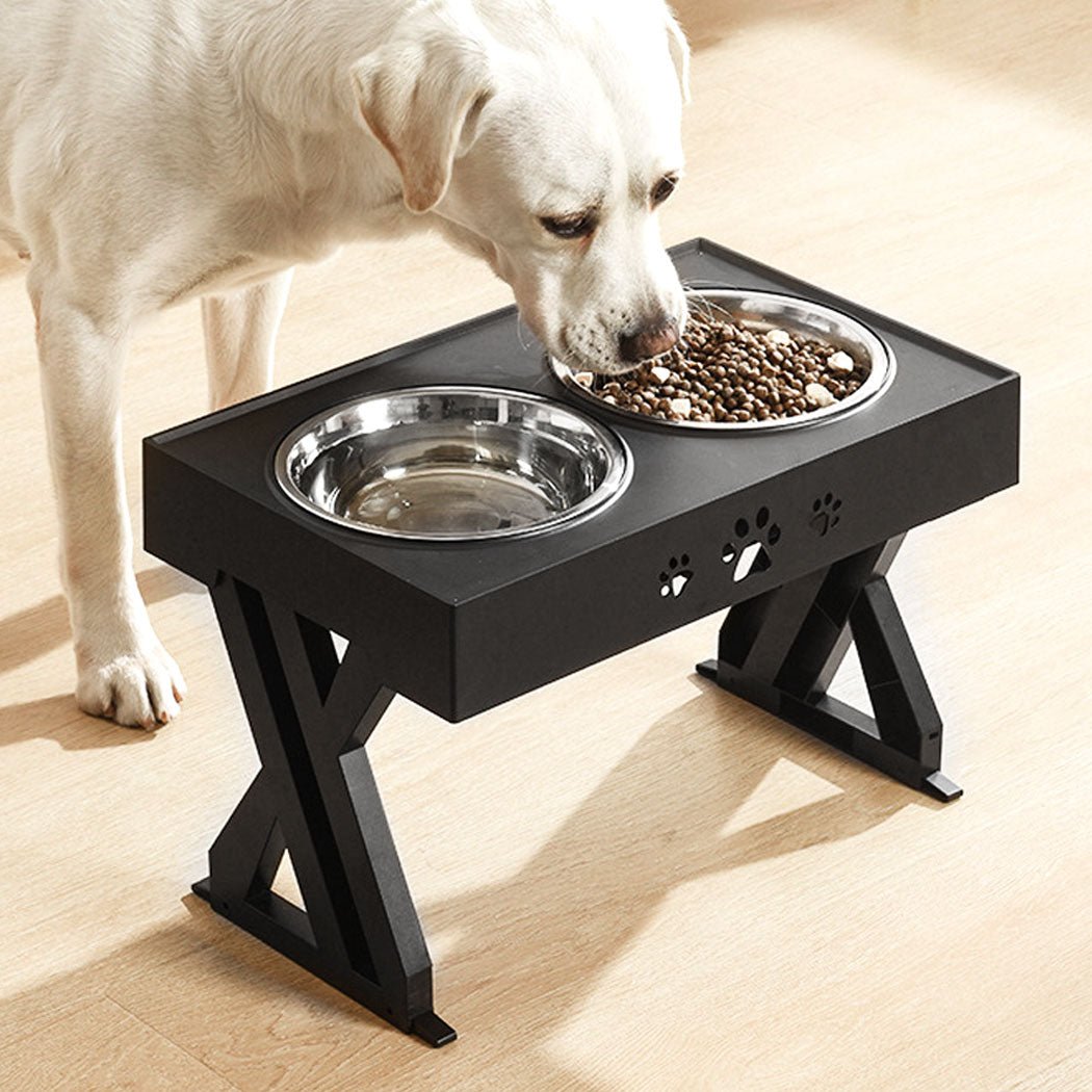 Elevated Pet Feeder with Adjustable Stainless Steel Bowls - Black - Rivercity House & Home Co. (ABN 18 642 972 209) - Affordable Modern Furniture Australia