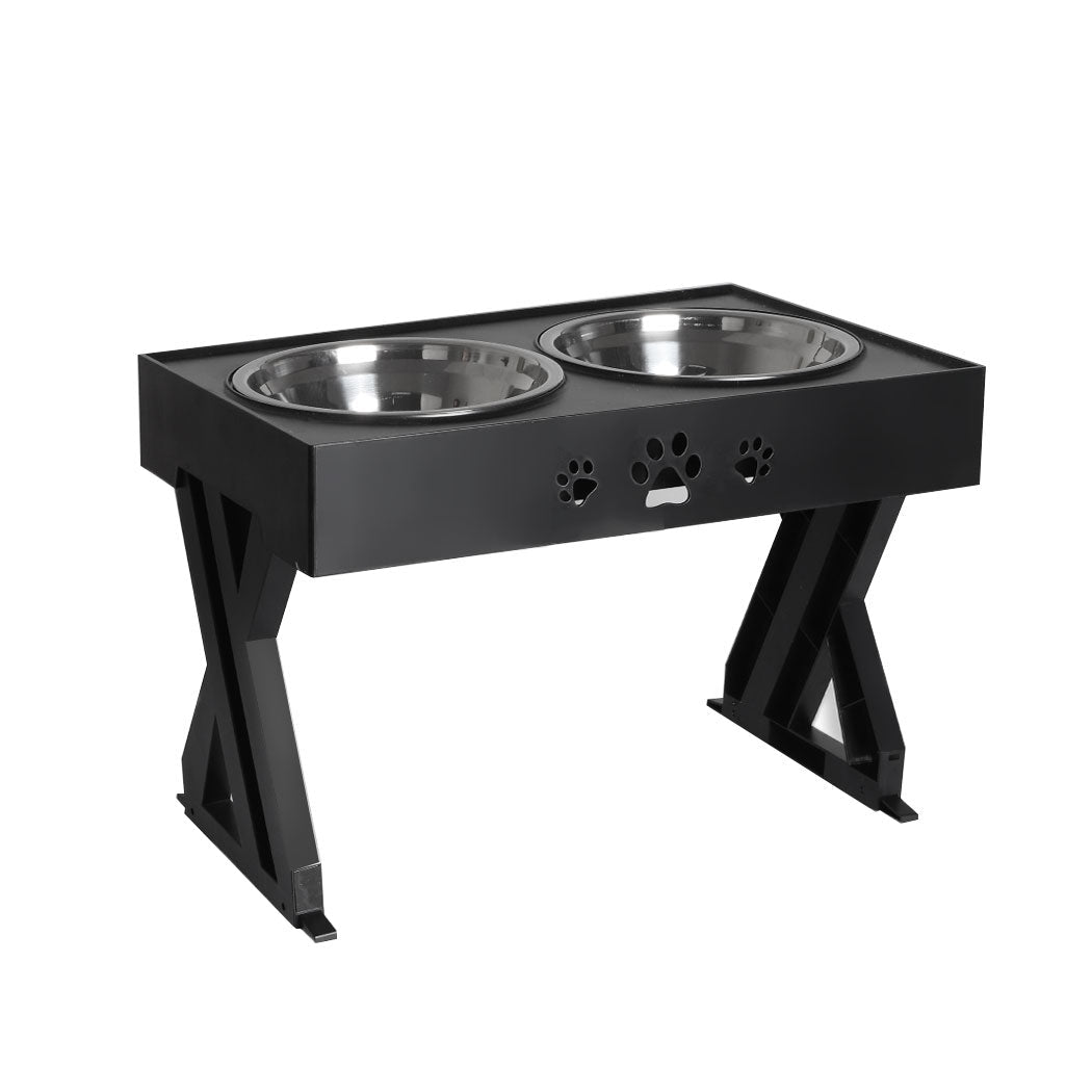 Elevated Pet Feeder with Adjustable Stainless Steel Bowls - Black - Rivercity House & Home Co. (ABN 18 642 972 209) - Affordable Modern Furniture Australia