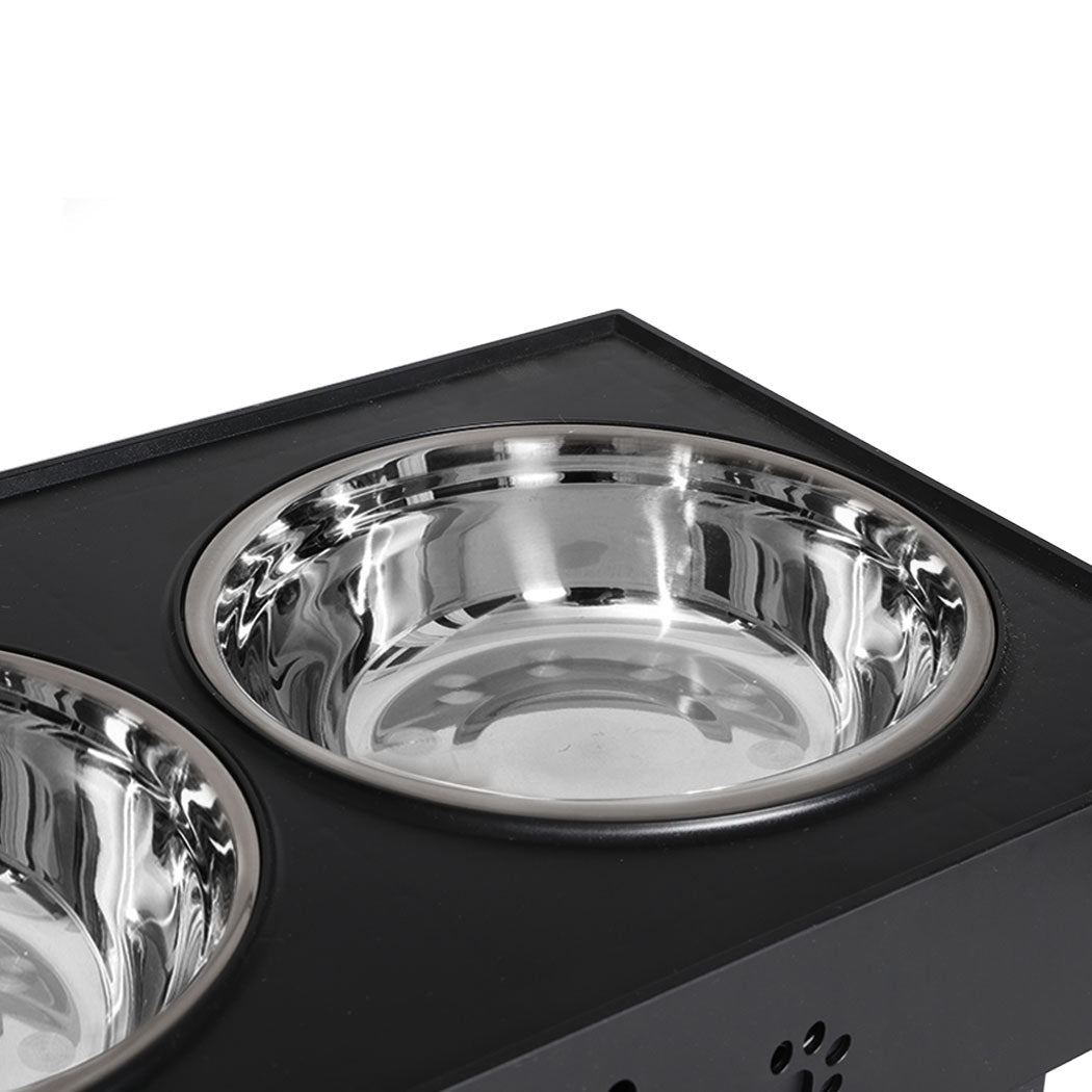 Elevated Pet Feeder with Adjustable Stainless Steel Bowls - Black - Rivercity House & Home Co. (ABN 18 642 972 209) - Affordable Modern Furniture Australia