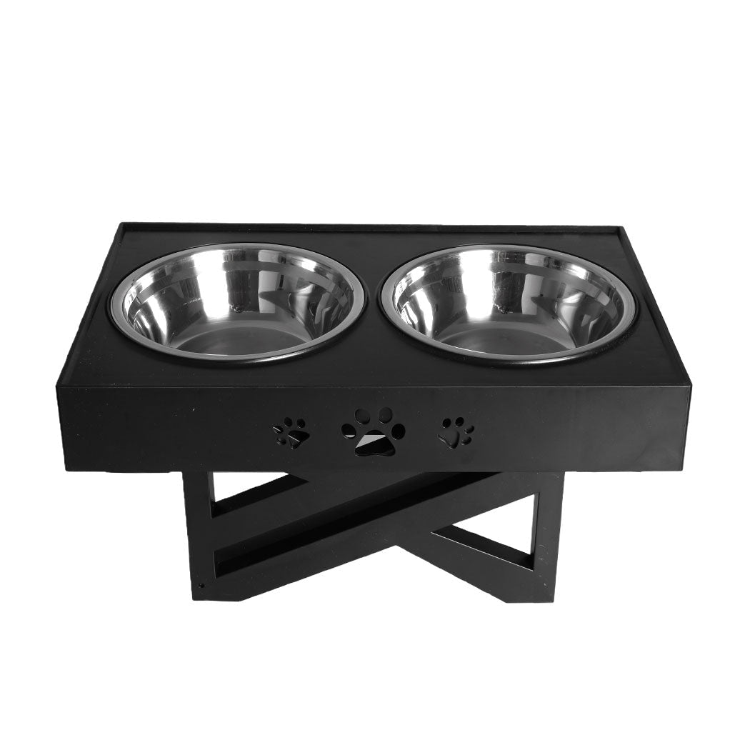 Elevated Pet Feeder with Adjustable Stainless Steel Bowls - Black - Rivercity House & Home Co. (ABN 18 642 972 209) - Affordable Modern Furniture Australia