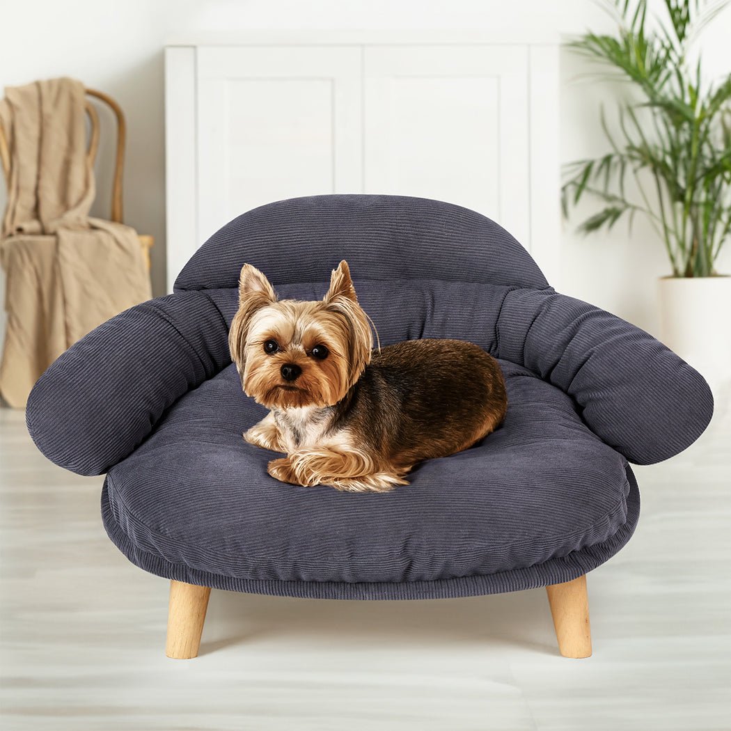Elevated Pet Sofa Bed Couch L Size with Wooden Base - Grey - Rivercity House & Home Co. (ABN 18 642 972 209) - Affordable Modern Furniture Australia
