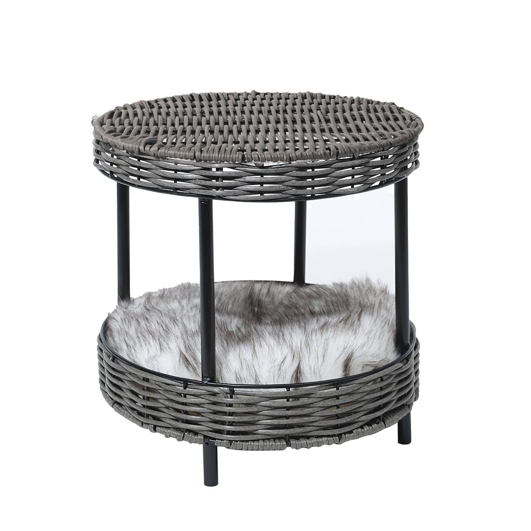 Elevated Rattan Pet Bed with Cushion - Natural - Rivercity House & Home Co. (ABN 18 642 972 209) - Affordable Modern Furniture Australia