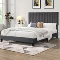 Eli Queen Bed Frame with Velvet Headboard – Grey
