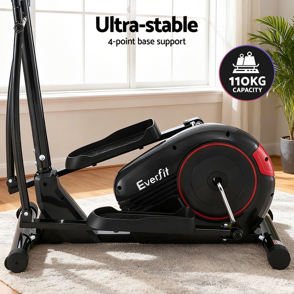 Elliptical Cross Trainer Exercise Bike with LCD Display - Black and Red - Sports & Fitness > Exercise, Gym & Fitness > Exercise Bikes - Rivercity House & Home Co. (ABN 18 642 972 209) - Affordable Modern Furniture Australia