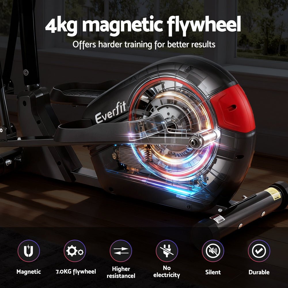 Elliptical Cross Trainer Exercise Bike with LCD Display - Black and Red - Sports & Fitness > Exercise, Gym & Fitness > Exercise Bikes - Rivercity House & Home Co. (ABN 18 642 972 209) - Affordable Modern Furniture Australia