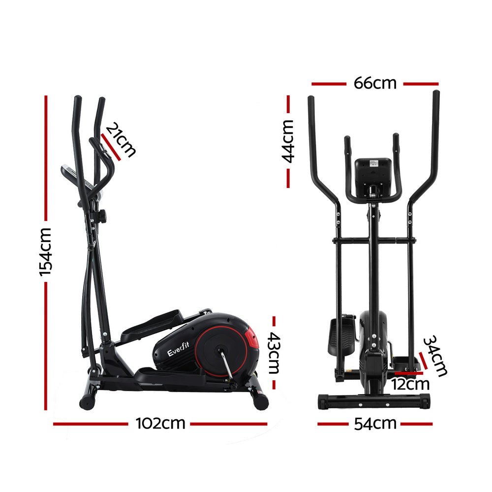 Elliptical Cross Trainer Exercise Bike with LCD Display - Black and Red - Sports & Fitness > Exercise, Gym & Fitness > Exercise Bikes - Rivercity House & Home Co. (ABN 18 642 972 209) - Affordable Modern Furniture Australia