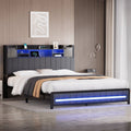 Elmore King LED Bed Frame with Storage Headboard and USB Charging - Grey
