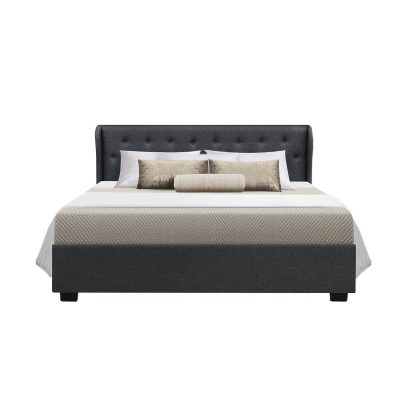 Elouera Queen Bed Frame With Gas Lift Storage Charcoal - Rivercity House & Home Co. (ABN 18 642 972 209) - Affordable Modern Furniture Australia