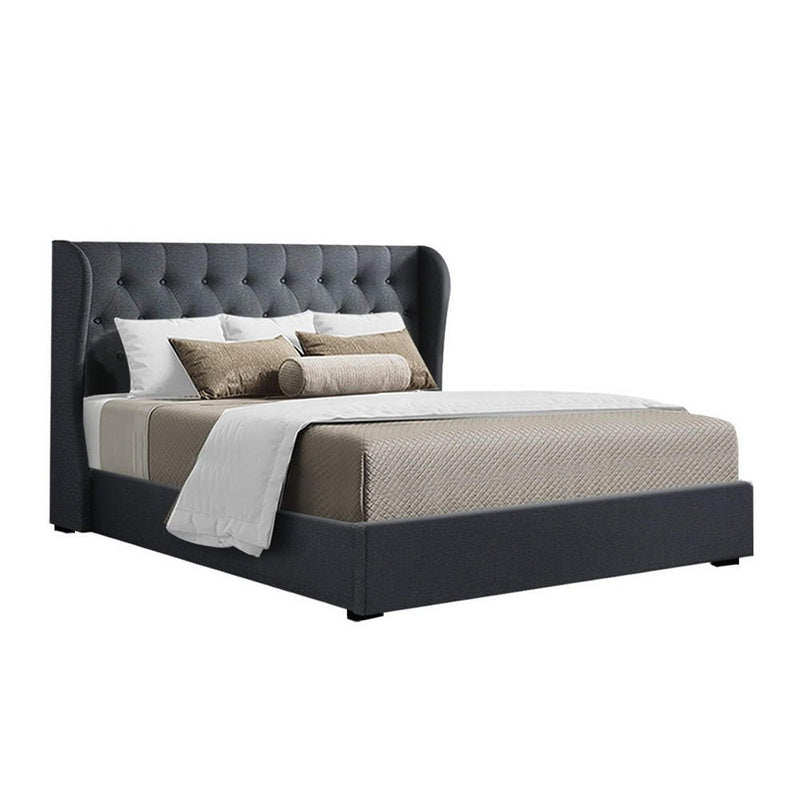 Elouera Queen Bed Frame With Gas Lift Storage Charcoal - Rivercity House & Home Co. (ABN 18 642 972 209) - Affordable Modern Furniture Australia