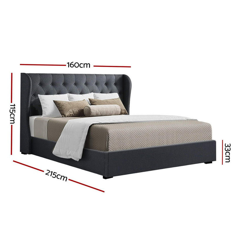 Elouera Queen Bed Frame With Gas Lift Storage Charcoal - Rivercity House & Home Co. (ABN 18 642 972 209) - Affordable Modern Furniture Australia