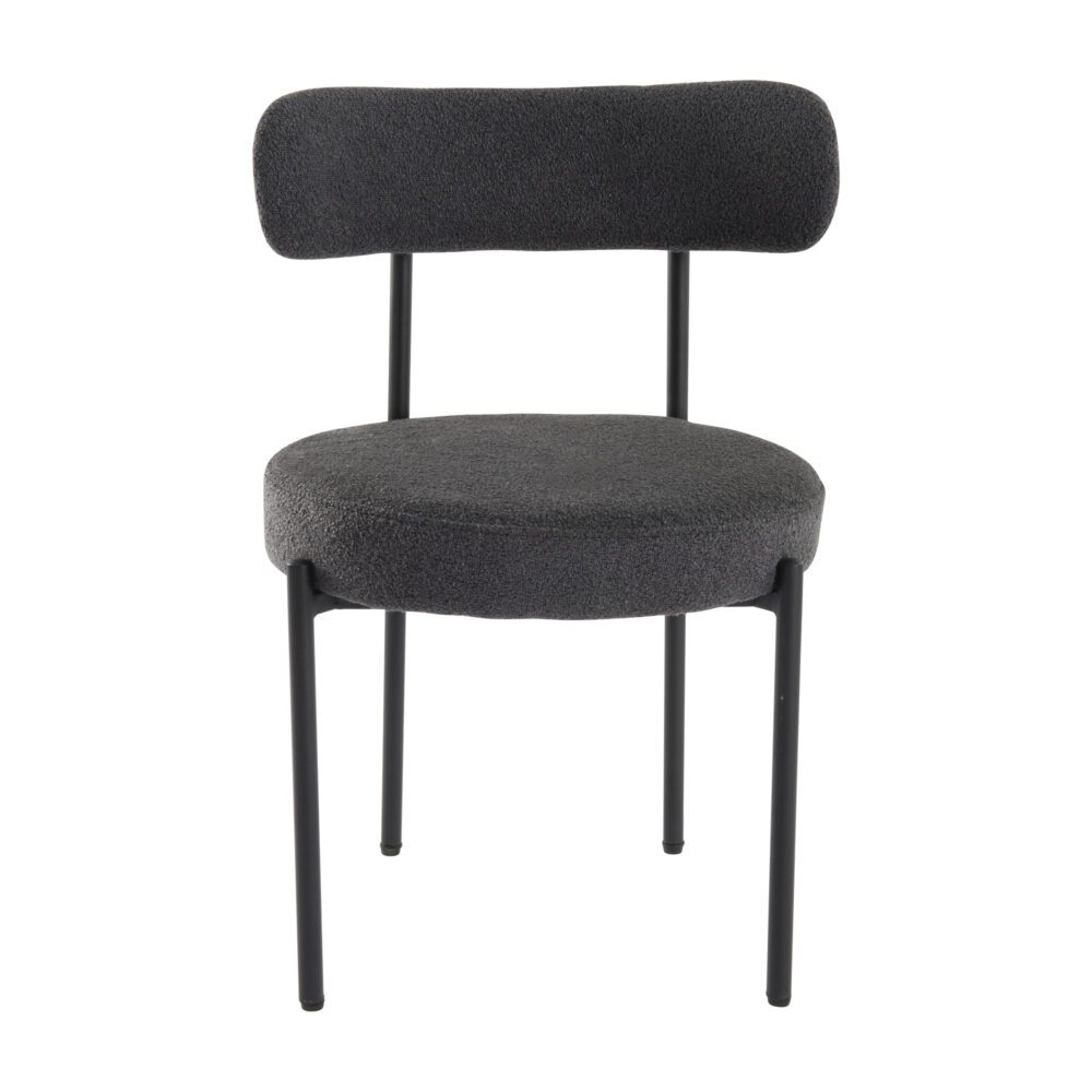 Elsa Boucle Dining Chairs with Steel Frame - Charcoal Chic - Furniture > Dining > Kitchen & Dining Chairs - Rivercity House & Home Co. (ABN 18 642 972 209) - Affordable Modern Furniture Australia