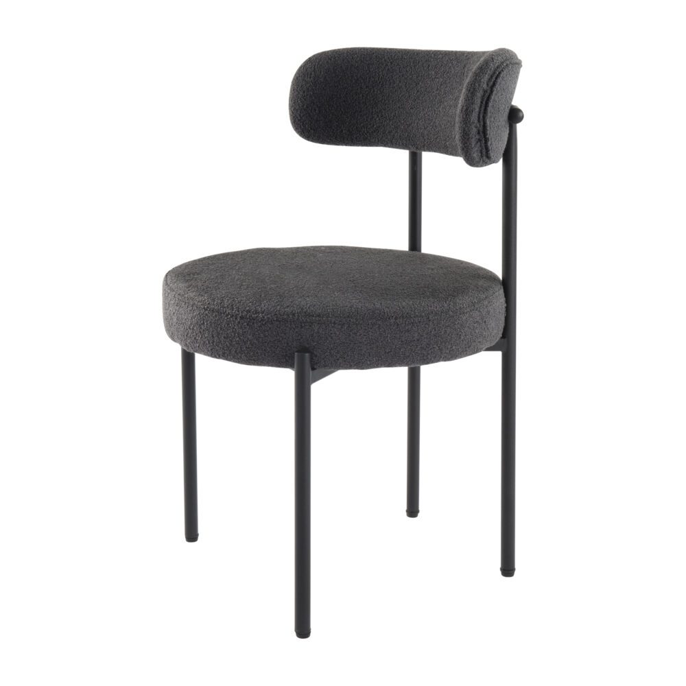 Elsa Boucle Dining Chairs with Steel Frame - Charcoal Chic - Furniture > Dining > Kitchen & Dining Chairs - Rivercity House & Home Co. (ABN 18 642 972 209) - Affordable Modern Furniture Australia