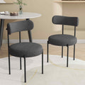 Elsa Boucle Dining Chairs with Steel Frame - Charcoal Chic