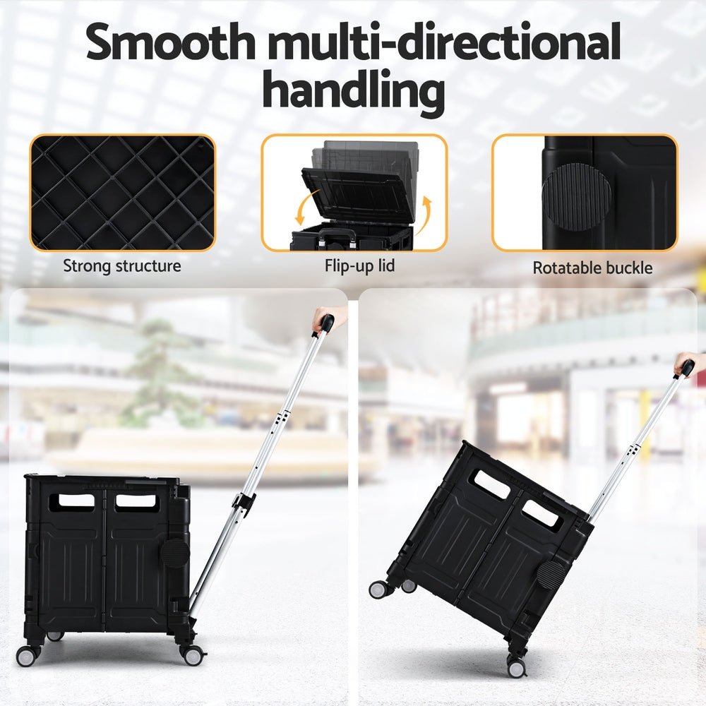 Emajin Shopping Trolley Cart 75L Foldable Black - Home & Garden > Home & Garden Others - Rivercity House & Home Co. (ABN 18 642 972 209) - Affordable Modern Furniture Australia