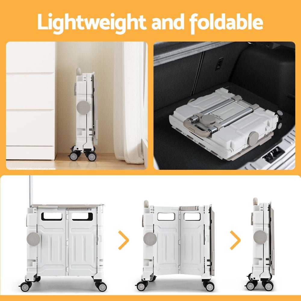 Emajin Shopping Trolley Cart 75L Foldable White - Home & Garden > Home & Garden Others - Rivercity House & Home Co. (ABN 18 642 972 209) - Affordable Modern Furniture Australia