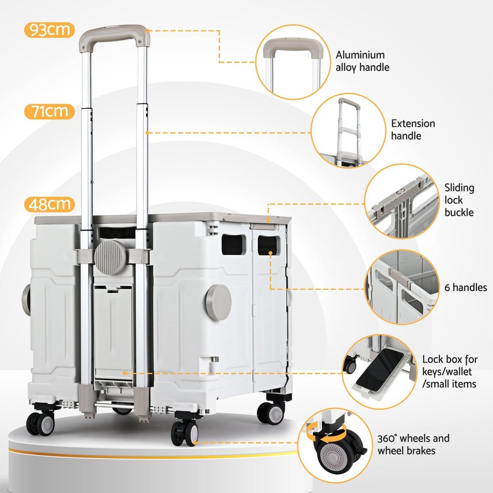 Emajin Shopping Trolley Cart 75L Foldable White - Home & Garden > Home & Garden Others - Rivercity House & Home Co. (ABN 18 642 972 209) - Affordable Modern Furniture Australia