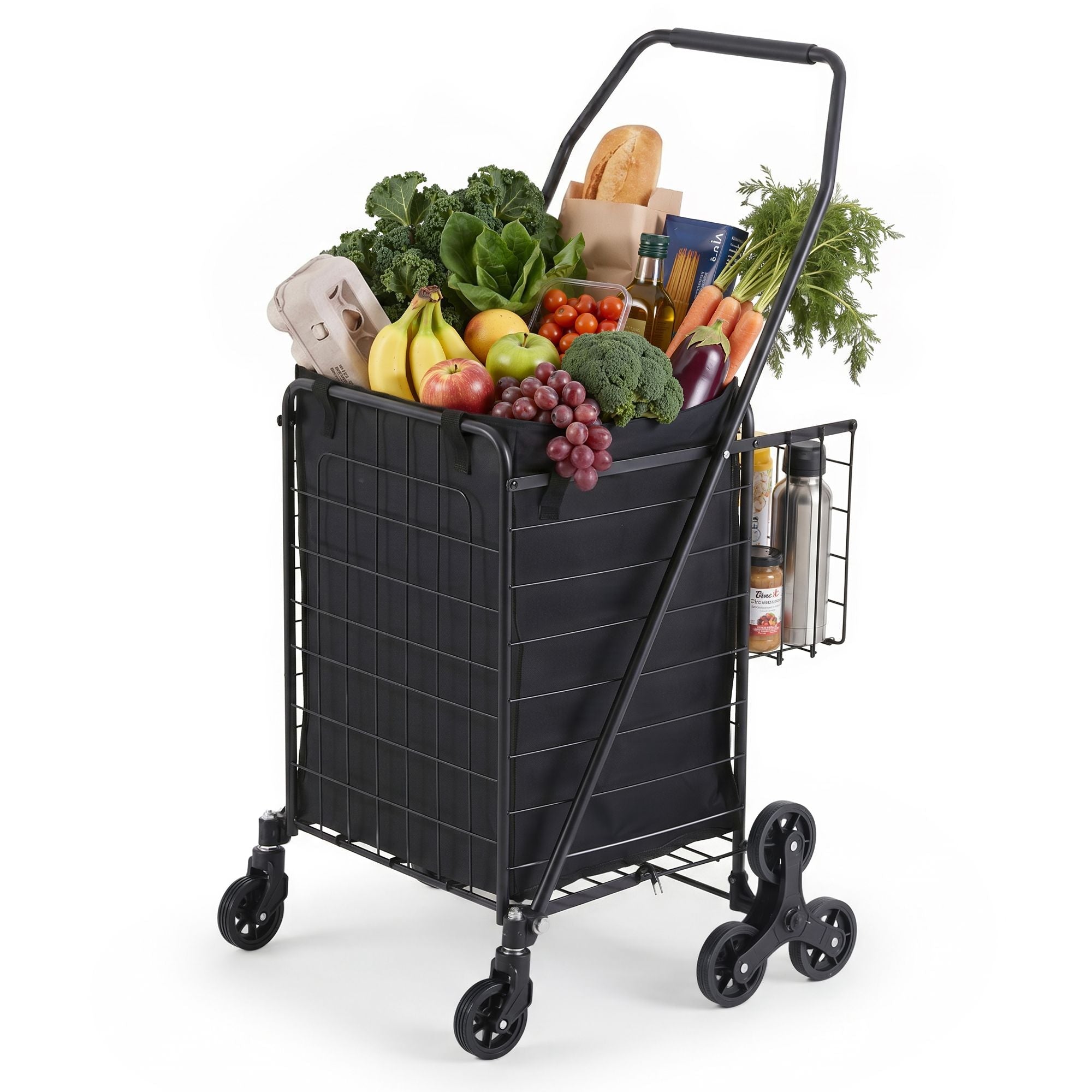 Emajin Shopping Trolley Cart Folding Aluminium Utility Cart Black - Furniture > Dining > Kitchen & Dining Trolleys - Rivercity House & Home Co. (ABN 18 642 972 209) - Affordable Modern Furniture Australia
