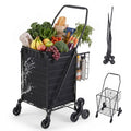 Folding Aluminium Shopping Trolley Cart with 360° Swivel Wheels - Black