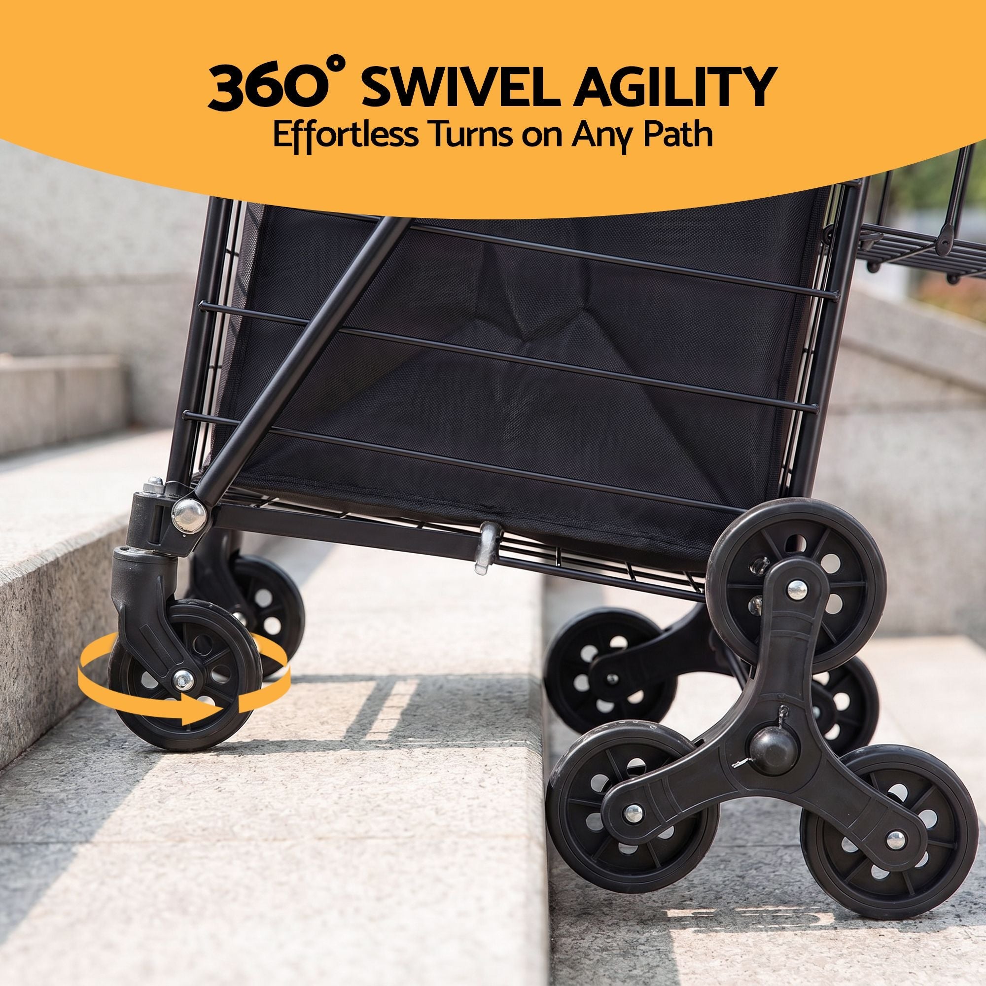 Emajin Shopping Trolley Cart Folding Aluminium Utility Cart Black - Furniture > Dining > Kitchen & Dining Trolleys - Rivercity House & Home Co. (ABN 18 642 972 209) - Affordable Modern Furniture Australia