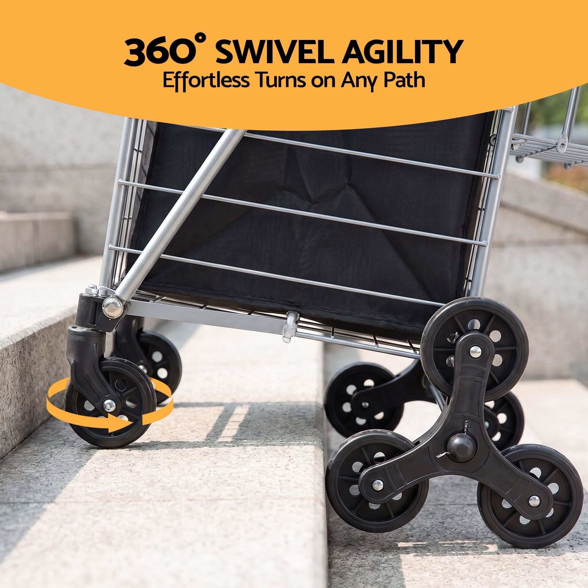 Emajin Shopping Trolley Cart Folding Aluminium Utility Cart Silver - Furniture > Dining > Kitchen & Dining Trolleys - Rivercity House & Home Co. (ABN 18 642 972 209) - Affordable Modern Furniture Australia