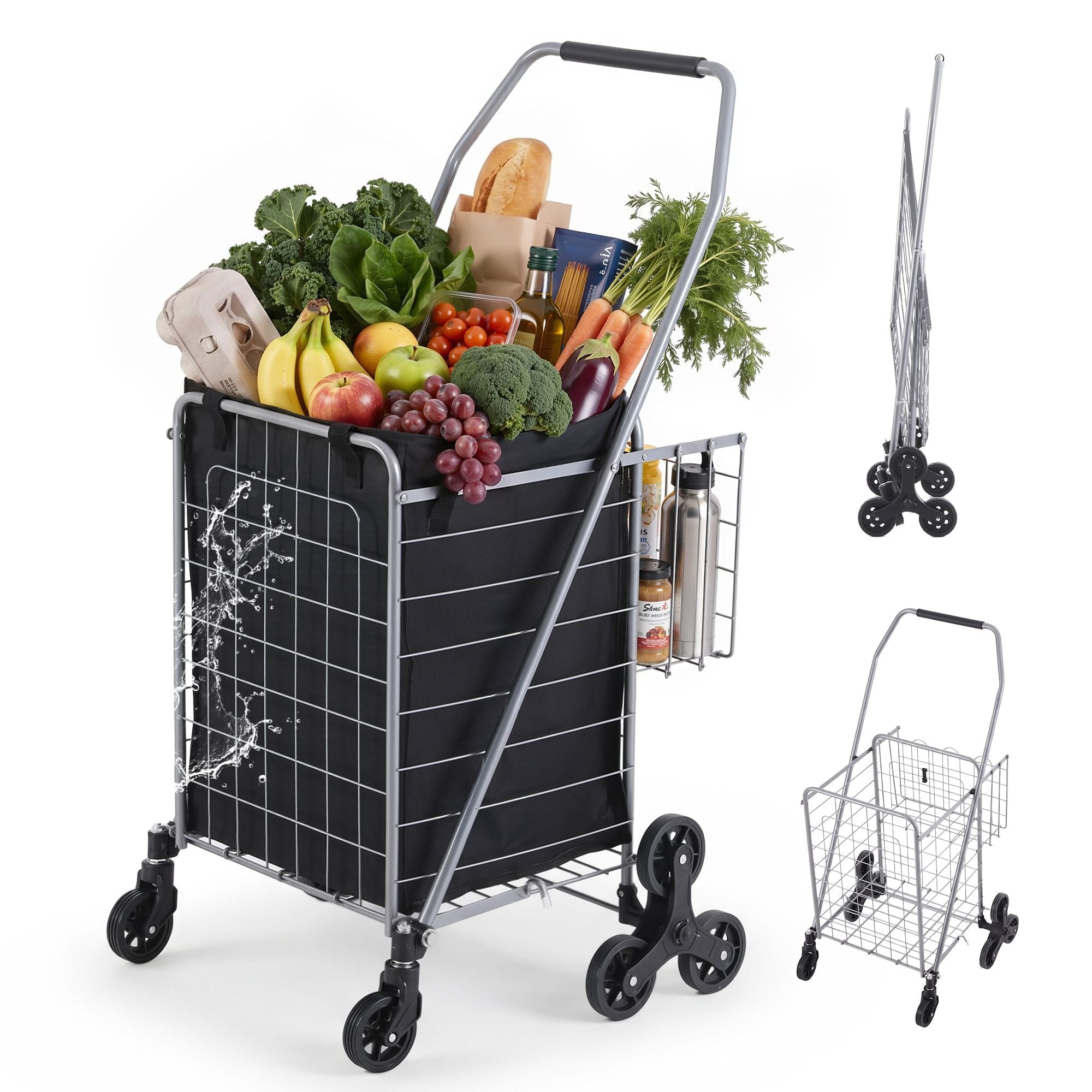 Emajin Shopping Trolley Cart Folding Aluminium Utility Cart Silver - Furniture > Dining > Kitchen & Dining Trolleys - Rivercity House & Home Co. (ABN 18 642 972 209) - Affordable Modern Furniture Australia