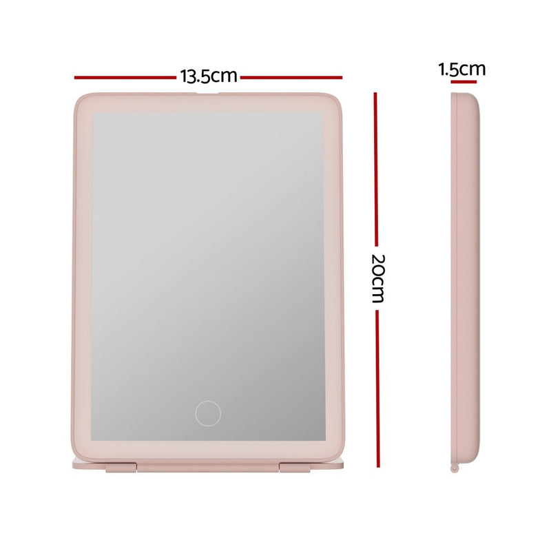 Embellir Compact Makeup Mirror w/ LED Light Portable Foldable Travel Beauty Pink - Health & Beauty > Makeup Mirrors - Rivercity House & Home Co. (ABN 18 642 972 209) - Affordable Modern Furniture Australia