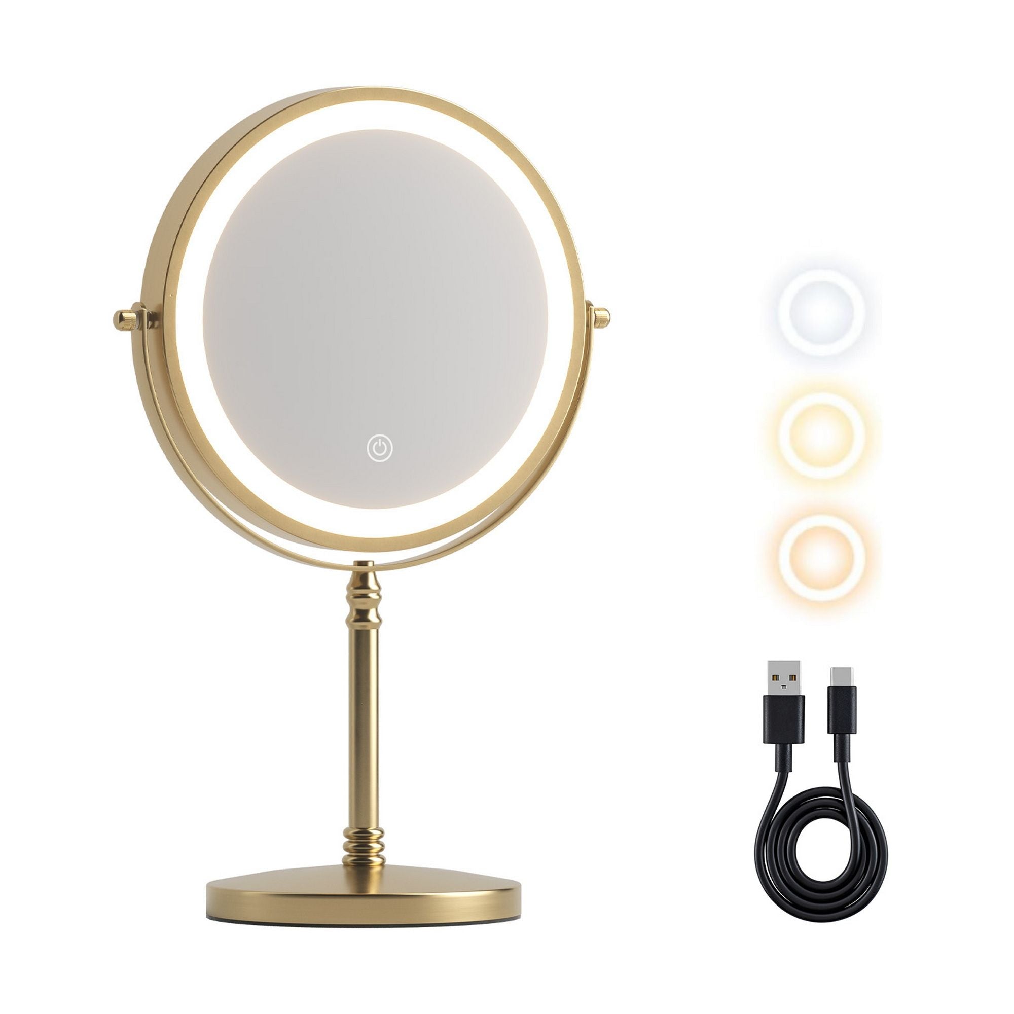 Embellir Lighted Makeup Mirror Rotation 10X Magnifying Double Sided Tabletop Gold - Health & Beauty > Makeup > Makeup Mirrors - Rivercity House & Home Co. (ABN 18 642 972 209) - Affordable Modern Furniture Australia