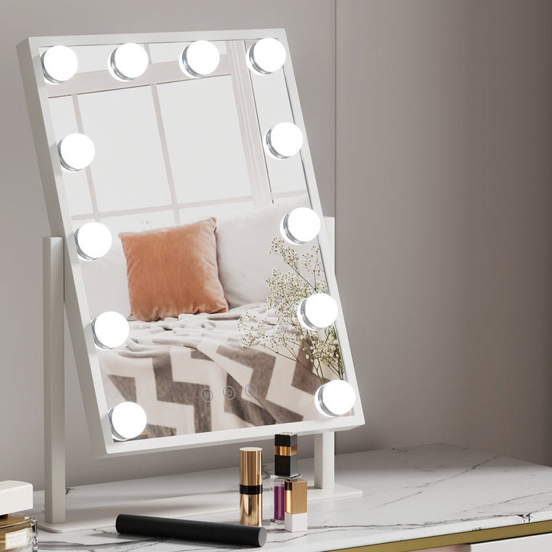 Embellir Makeup Mirror Hollywood Vanity with LED Light Rotation Tabletop White - Health & Beauty > Makeup Mirrors - Rivercity House & Home Co. (ABN 18 642 972 209) - Affordable Modern Furniture Australia