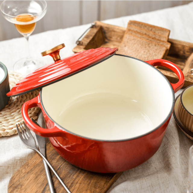 Enamel Cast Iron Pot Cast Iron Casserole/French Oven - 24 CM - Home & Garden > Kitchenware > Skillets & Frying Pans - Rivercity House & Home Co. (ABN 18 642 972 209) - Affordable Modern Furniture Australia