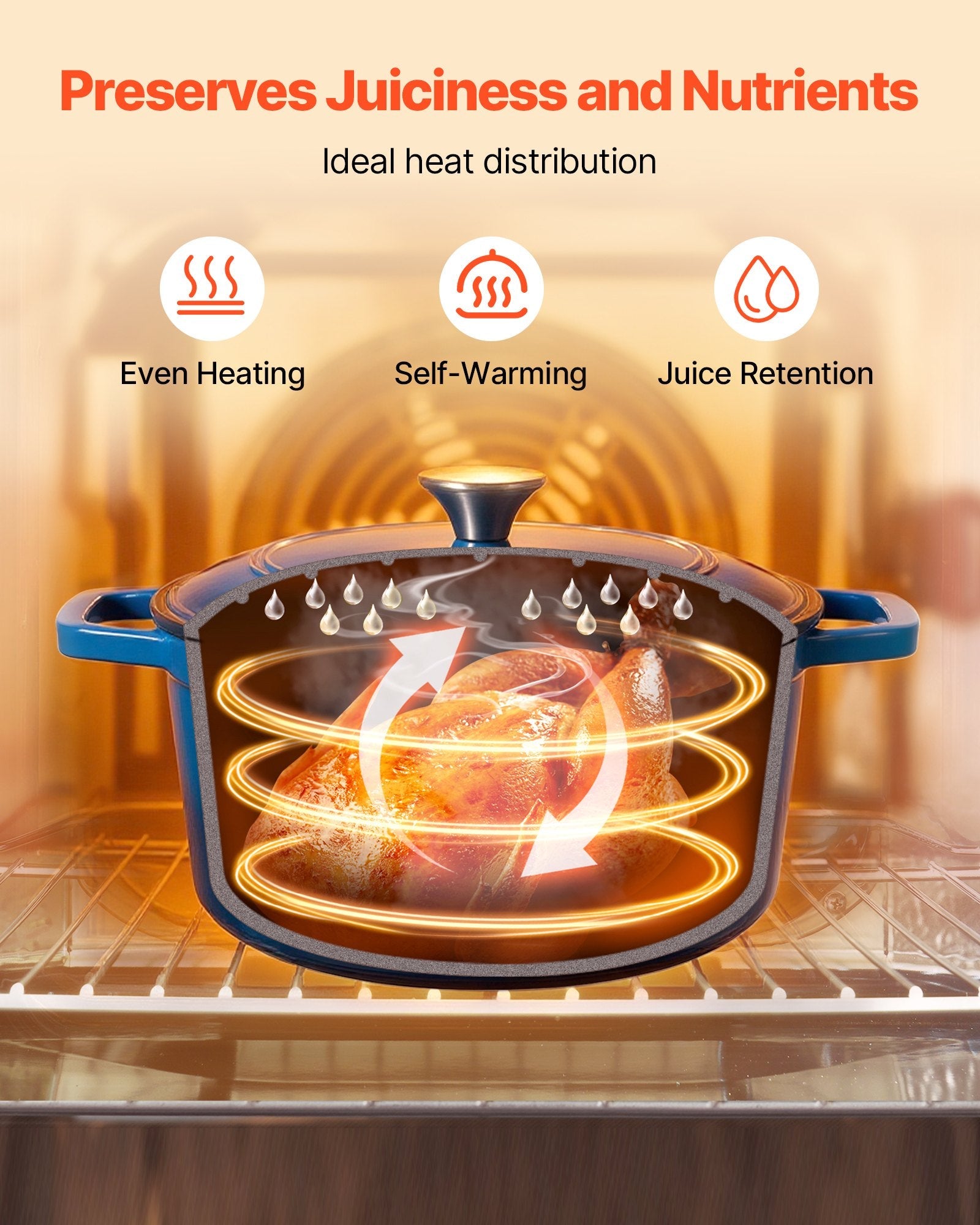 Enameled Cast Iron Dutch Oven, 5.7L Pot with Lid and Dual Handles, Heavy - Duty Durable Cookware Pan, Oven Induction Compatible up to 260 ℃, for Braising, Stews, Roasting, Bread Baking, Blue - Outdoor Recreation > Camping > Tents - Rivercity House & Home Co. (ABN 18 642 972 209) - Affordable Modern Furniture Australia