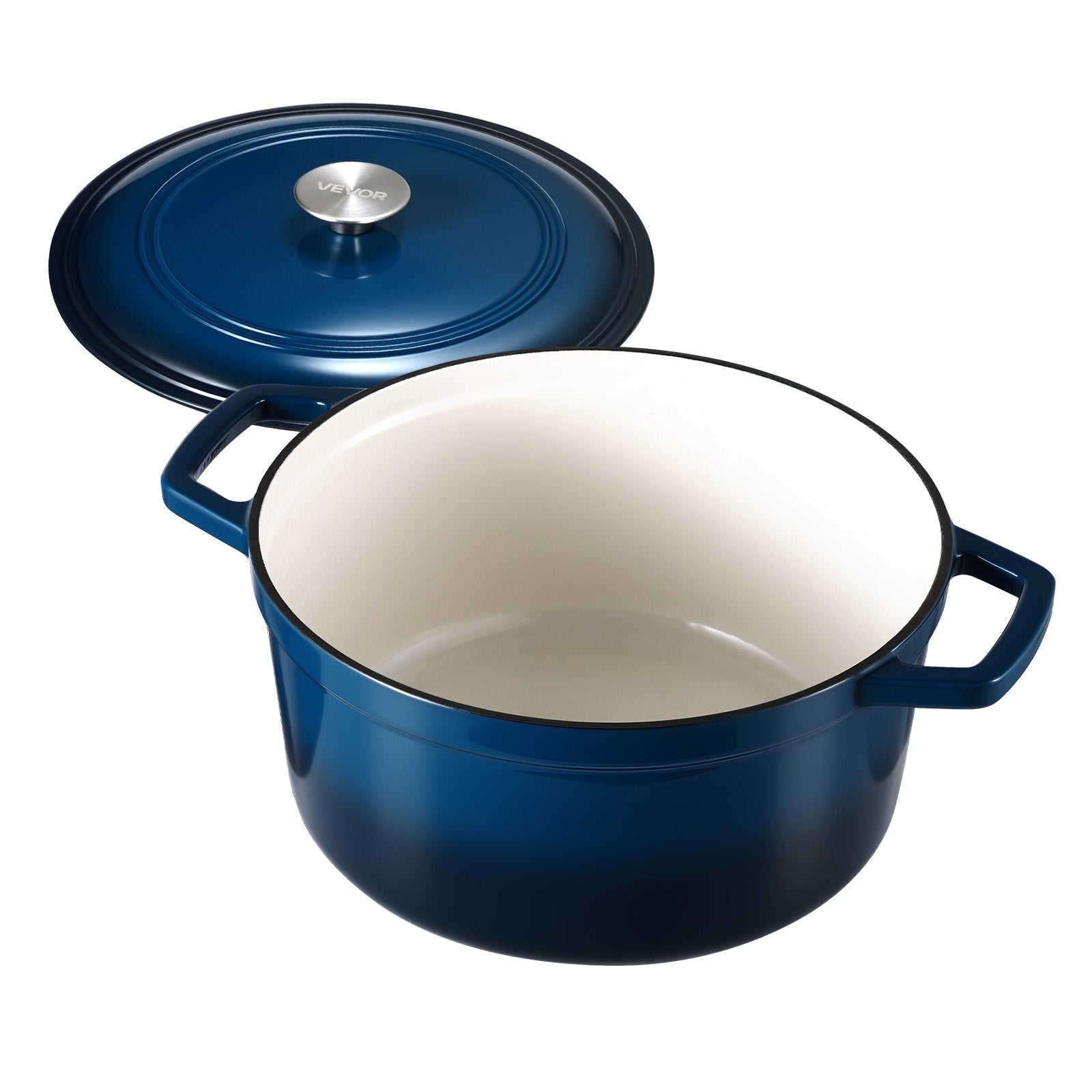Enameled Cast Iron Dutch Oven, 5.7L Pot with Lid and Dual Handles, Heavy - Duty Durable Cookware Pan, Oven Induction Compatible up to 260 ℃, for Braising, Stews, Roasting, Bread Baking, Blue - Outdoor Recreation > Camping > Tents - Rivercity House & Home Co. (ABN 18 642 972 209) - Affordable Modern Furniture Australia