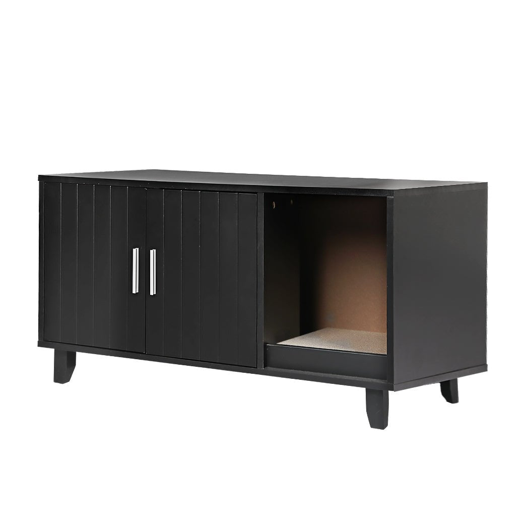 Enclosed Cat Litter Cabinet with Scratching Board - Black - Rivercity House & Home Co. (ABN 18 642 972 209) - Affordable Modern Furniture Australia
