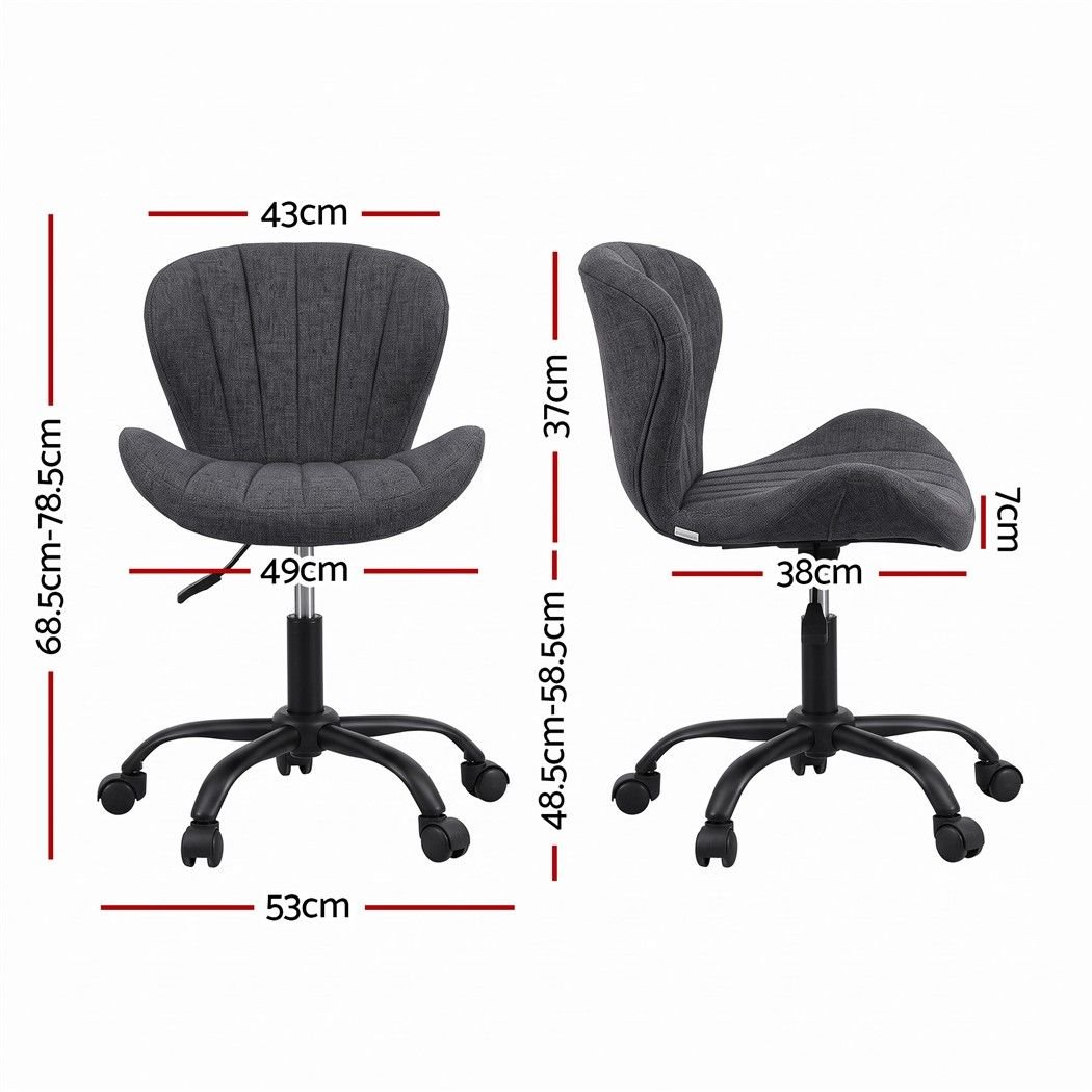 Ergonomic Armless Height Adjustable Office Chair Fabric Seat - Dark Grey - Furniture > Office > Office & Desk Chairs - Rivercity House & Home Co. (ABN 18 642 972 209) - Affordable Modern Furniture Australia