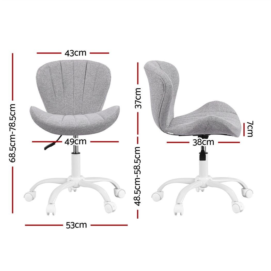 Ergonomic Armless Height Adjustable Office Desk Chair Fabric - Light Grey - Furniture > Office > Office & Desk Chairs - Rivercity House & Home Co. (ABN 18 642 972 209) - Affordable Modern Furniture Australia
