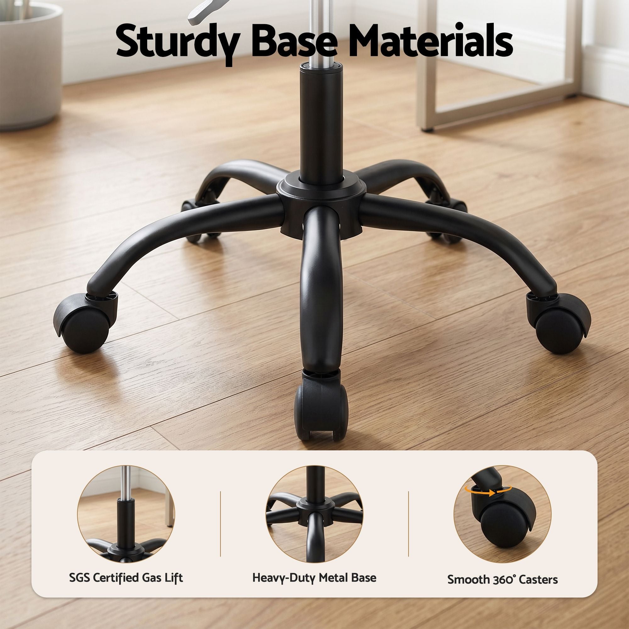 Ergonomic Armless Office Desk Chair with Wheels, Height Adjustable 360° Swivel Task Chair for Home Office & Study - Black - Furniture > Office > Office & Desk Chairs - Rivercity House & Home Co. (ABN 18 642 972 209) - Affordable Modern Furniture Australia