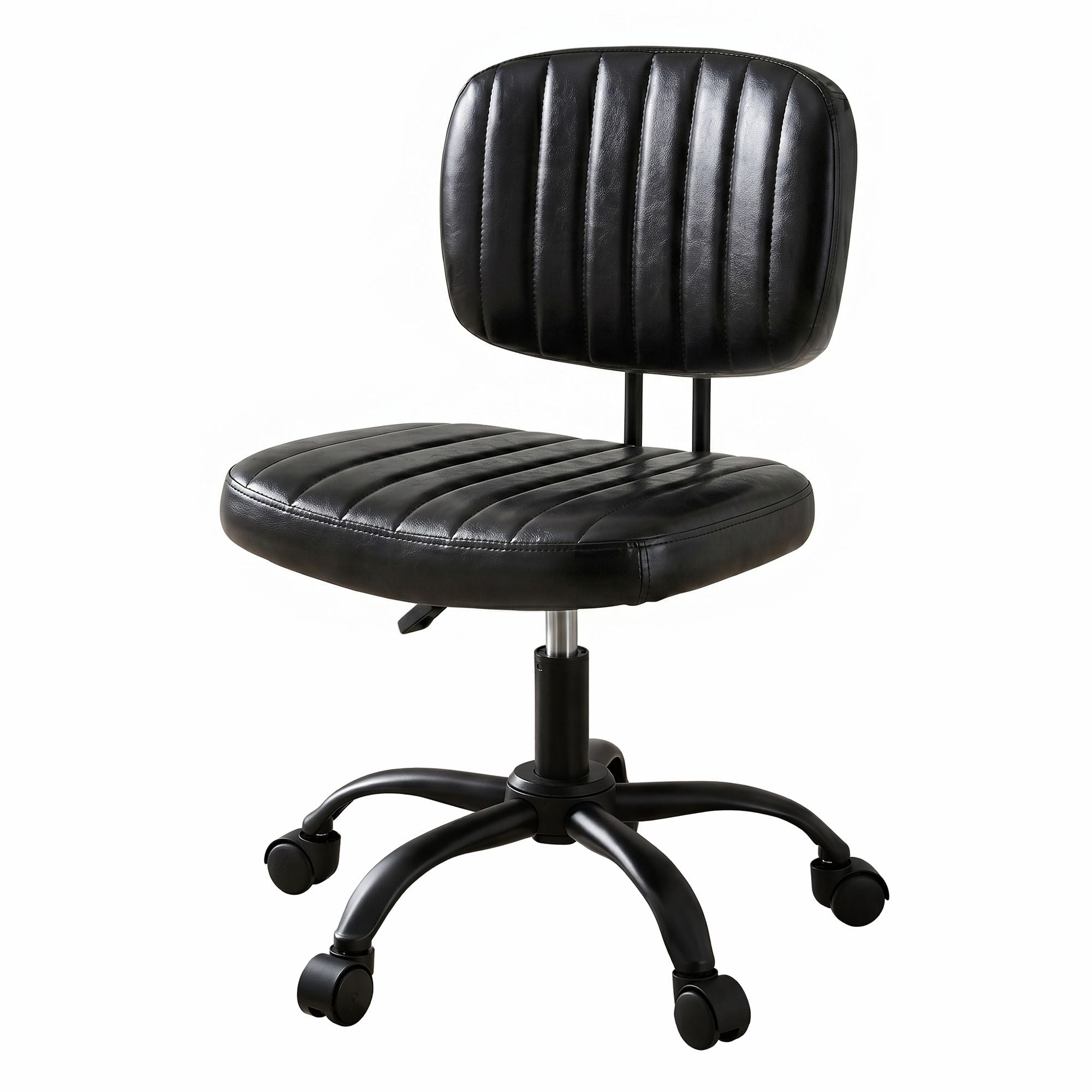 Ergonomic Armless Office Desk Chair with Wheels, Height Adjustable 360° Swivel Task Chair for Home Office & Study - Black - Furniture > Office > Office & Desk Chairs - Rivercity House & Home Co. (ABN 18 642 972 209) - Affordable Modern Furniture Australia