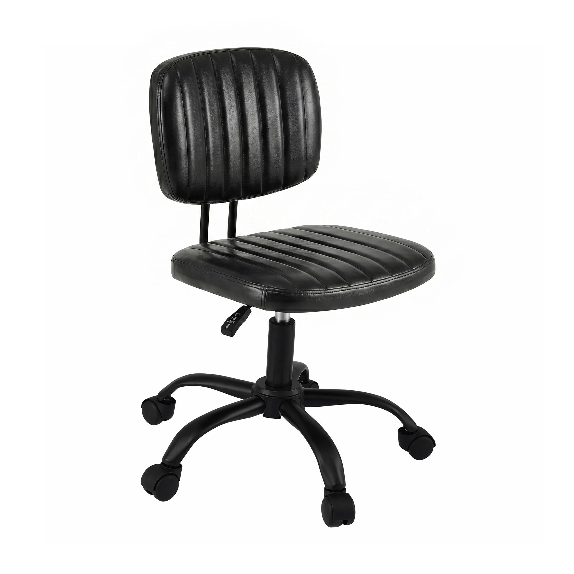 Ergonomic Armless Office Desk Chair with Wheels, Height Adjustable 360° Swivel Task Chair for Home Office & Study - Black - Furniture > Office > Office & Desk Chairs - Rivercity House & Home Co. (ABN 18 642 972 209) - Affordable Modern Furniture Australia