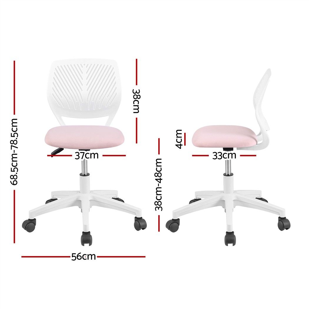 Ergonomic Armless Office Study Chair Height Adjustable for Teens - Pink - Furniture > Office > Office & Desk Chairs - Rivercity House & Home Co. (ABN 18 642 972 209) - Affordable Modern Furniture Australia