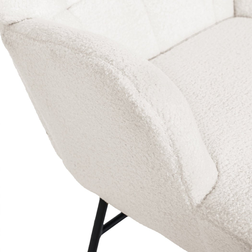 Ergonomic Fleece Rocking Chair with Solid Wood Rockers - Beige - Rivercity House & Home Co. (ABN 18 642 972 209) - Affordable Modern Furniture Australia