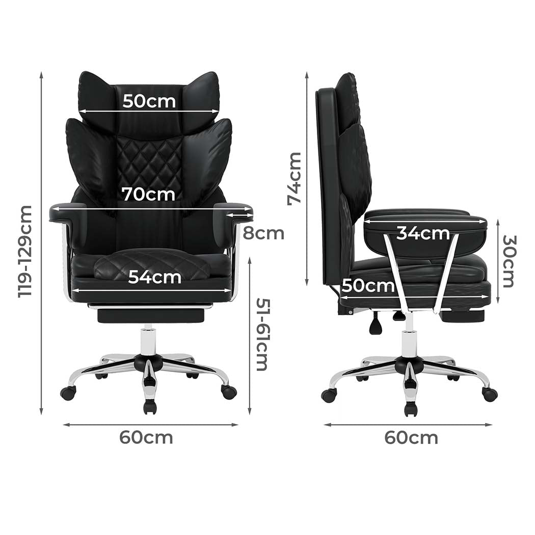 Ergonomic High Back Gaming Office Chair with Recline and Adjustable Height - Black - Rivercity House & Home Co. (ABN 18 642 972 209) - Affordable Modern Furniture Australia
