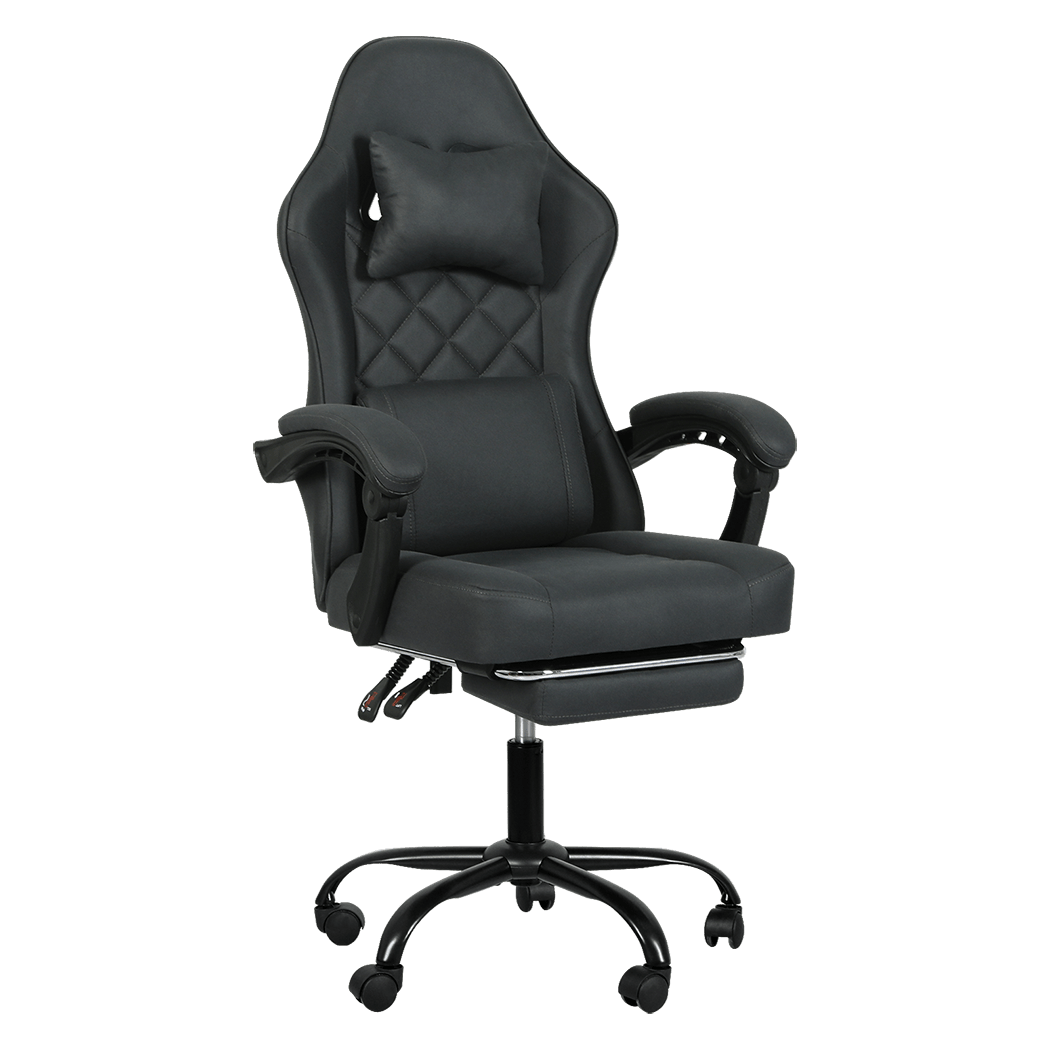 Ergonomic High Back Office and Gaming Chair with Suede Fabric Upholstery - Deep Grey - Rivercity House & Home Co. (ABN 18 642 972 209) - Affordable Modern Furniture Australia