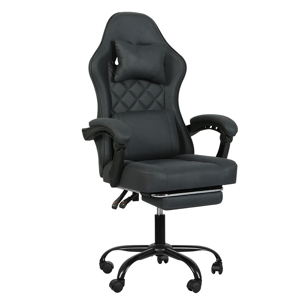 Ergonomic High Back Office and Gaming Chair with Suede Fabric Upholstery - Deep Grey - Rivercity House & Home Co. (ABN 18 642 972 209) - Affordable Modern Furniture Australia