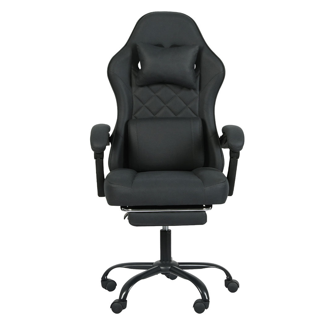 Ergonomic High Back Office and Gaming Chair with Suede Fabric Upholstery - Deep Grey - Rivercity House & Home Co. (ABN 18 642 972 209) - Affordable Modern Furniture Australia