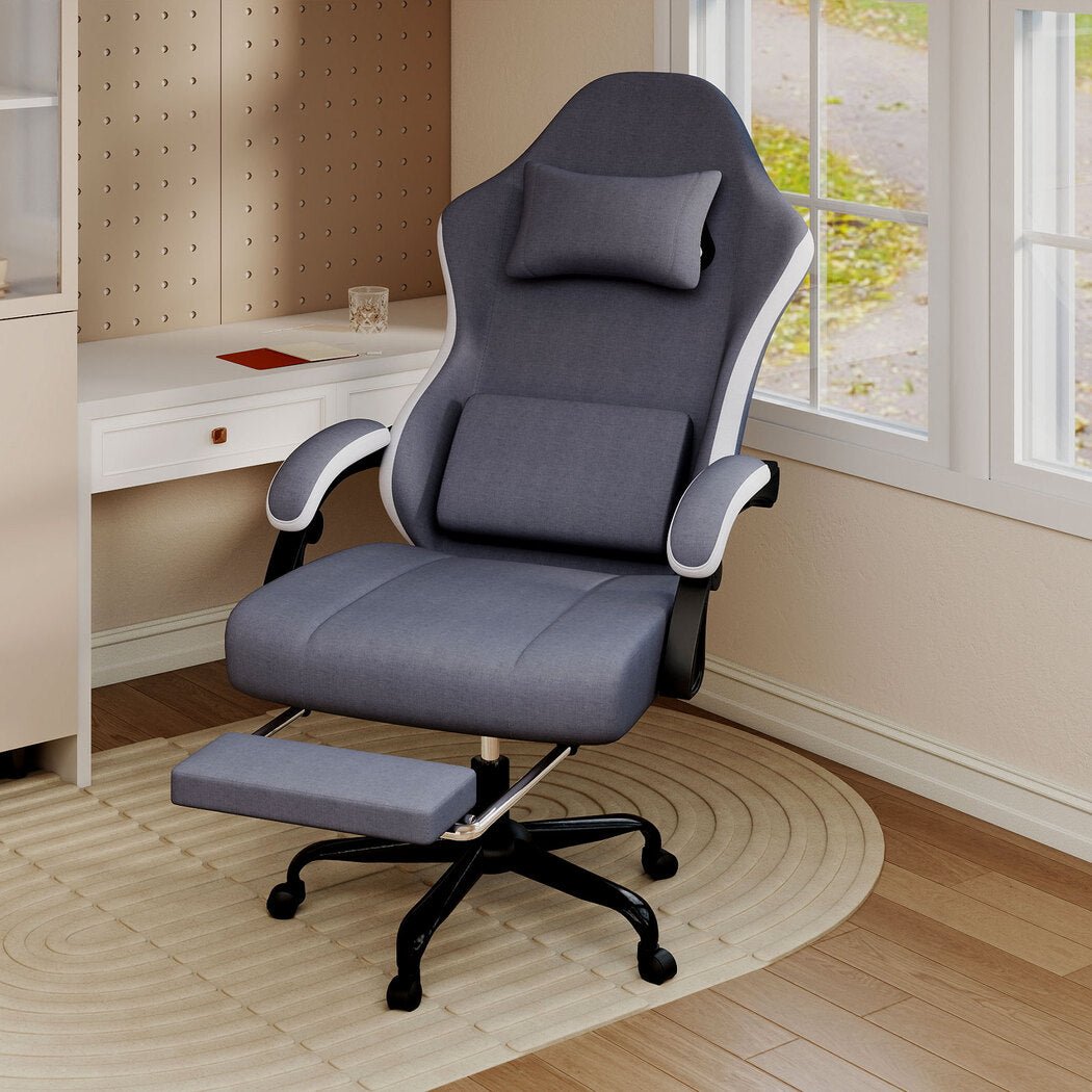Ergonomic High Back PU Leather Office and Gaming Chair with Recline - Black and Beige - Rivercity House & Home Co. (ABN 18 642 972 209) - Affordable Modern Furniture Australia