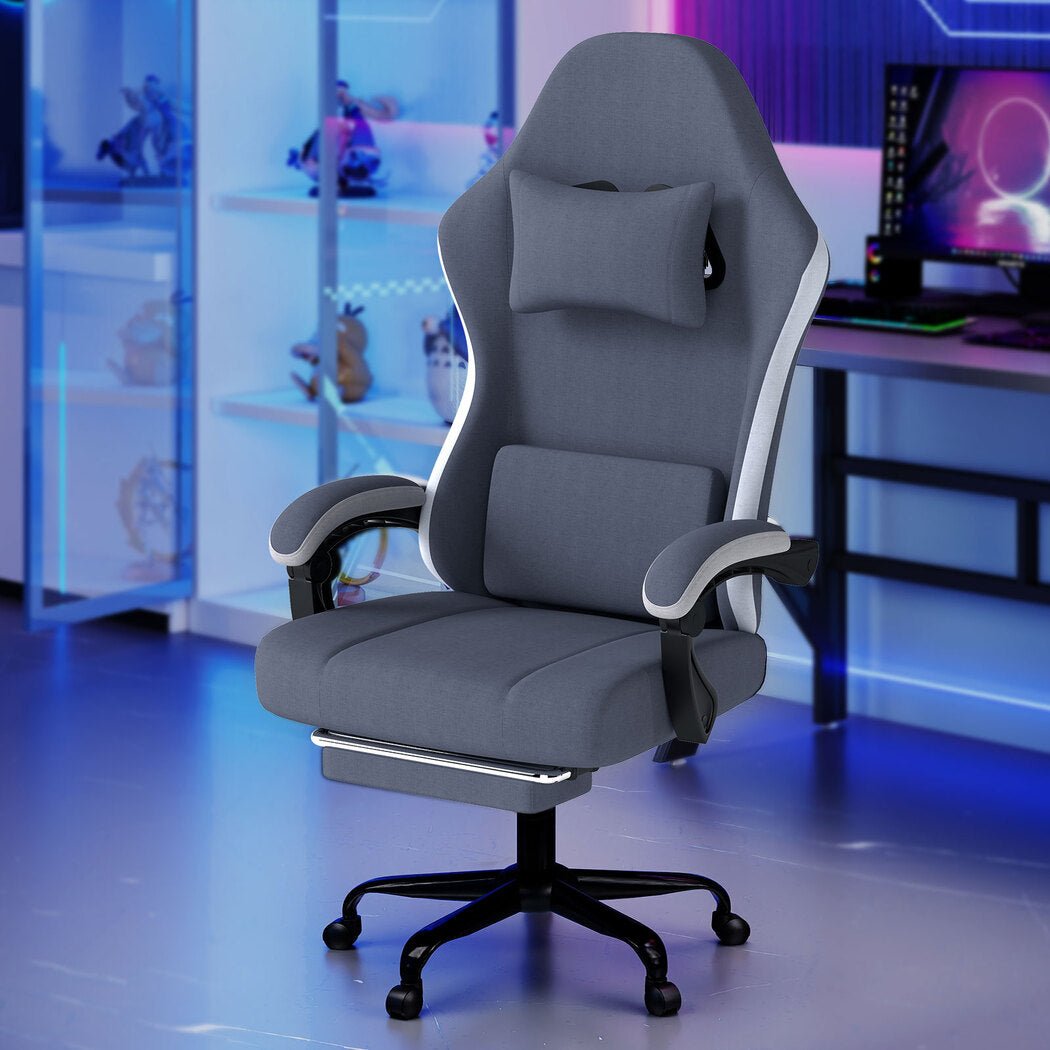 Ergonomic High Back PU Leather Office and Gaming Chair with Recline - Black and Beige - Rivercity House & Home Co. (ABN 18 642 972 209) - Affordable Modern Furniture Australia