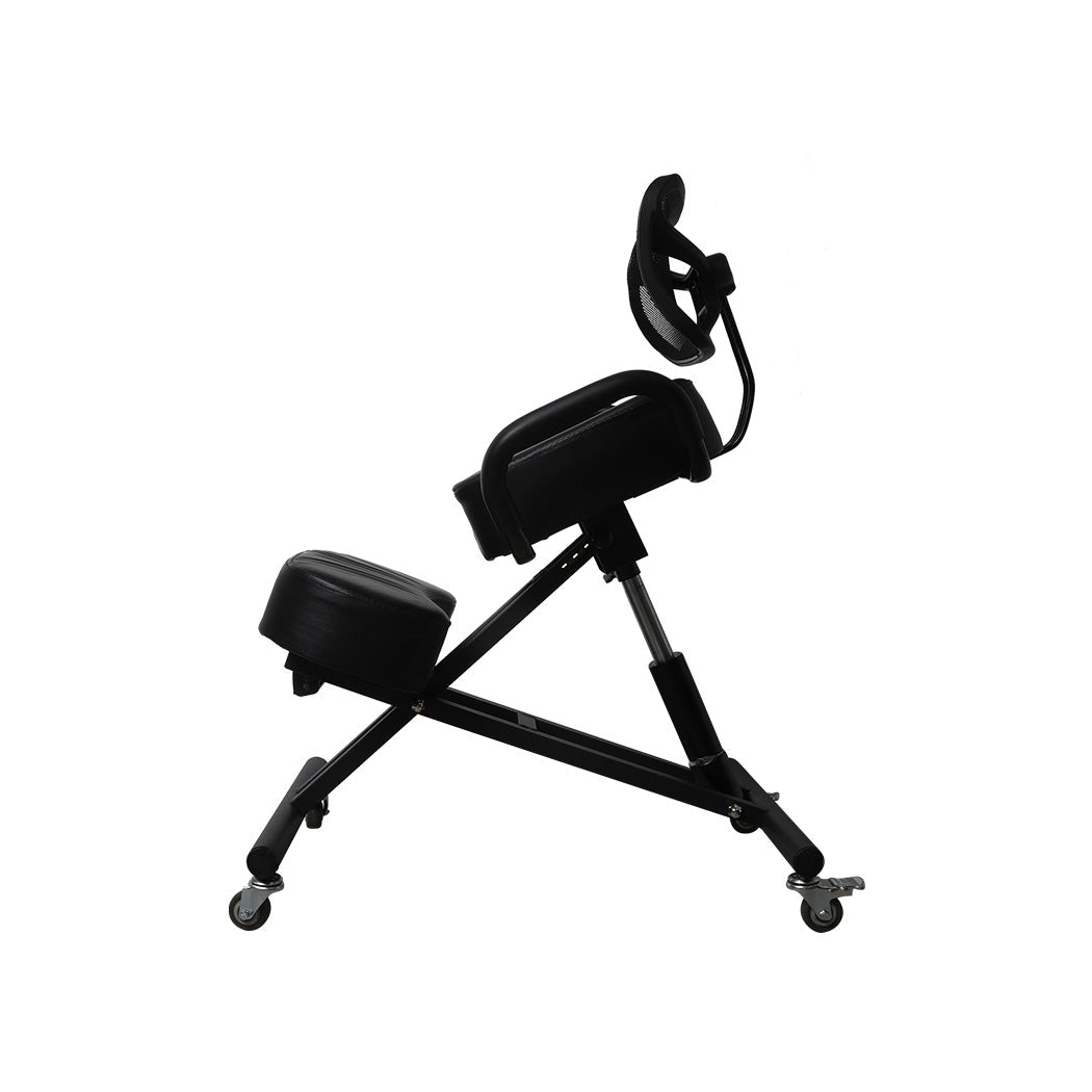 Ergonomic Kneeling Office Chair with Adjustable Height and Mesh Backrest - Black - Rivercity House & Home Co. (ABN 18 642 972 209) - Affordable Modern Furniture Australia